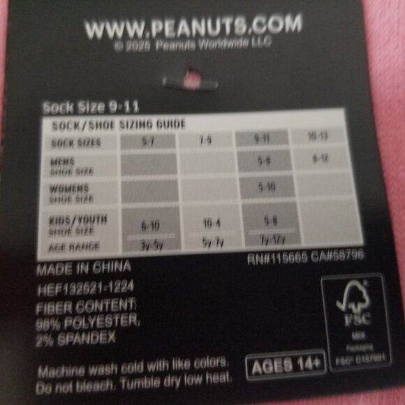 Peanuts Pink Snoopy Crochet 2 Pair Adult Crew Sock Set - Picture 8 of 10